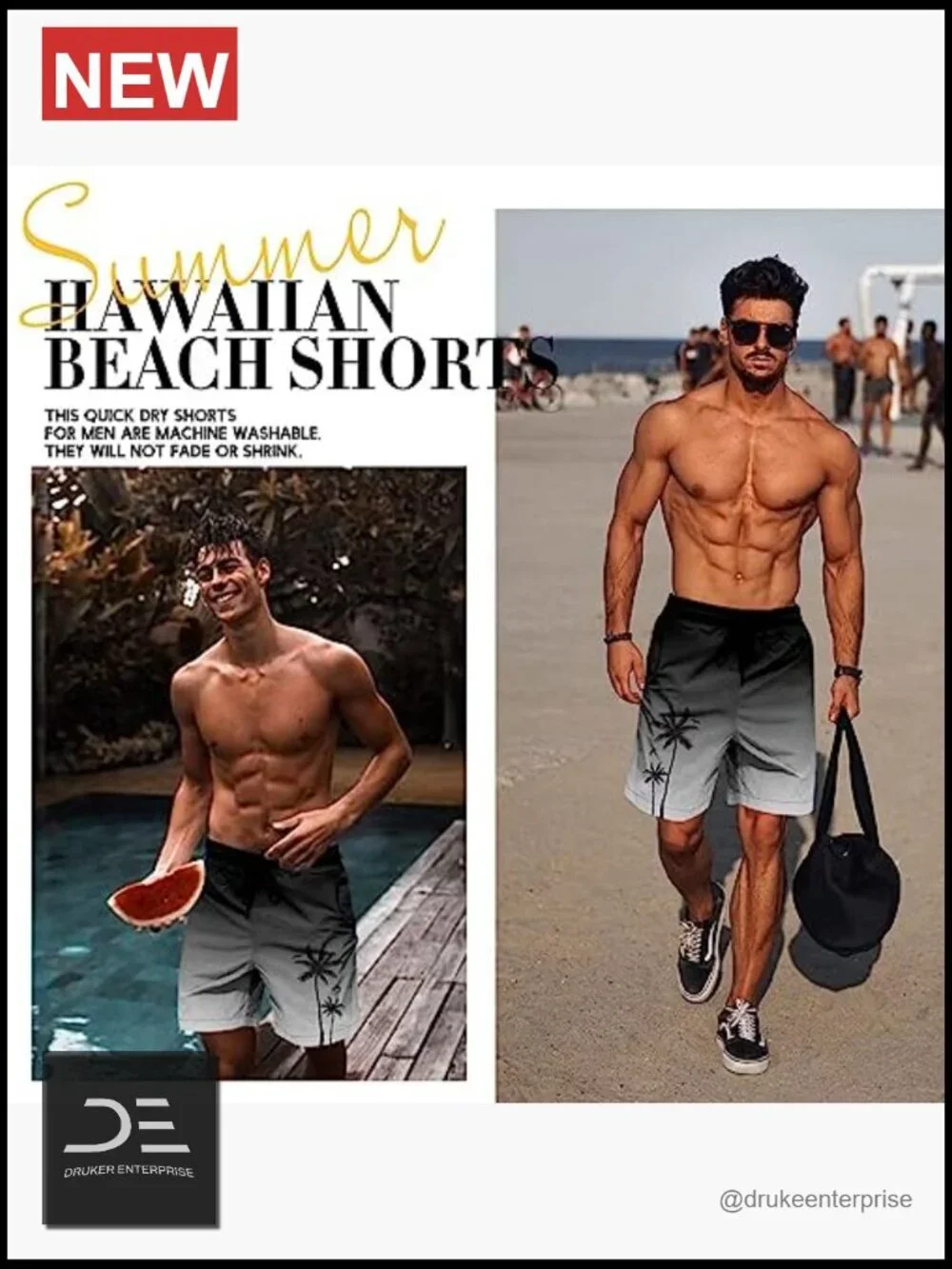 Men's Swim Trunks Quick Dry Mesh Lining Board Shorts with Pockets